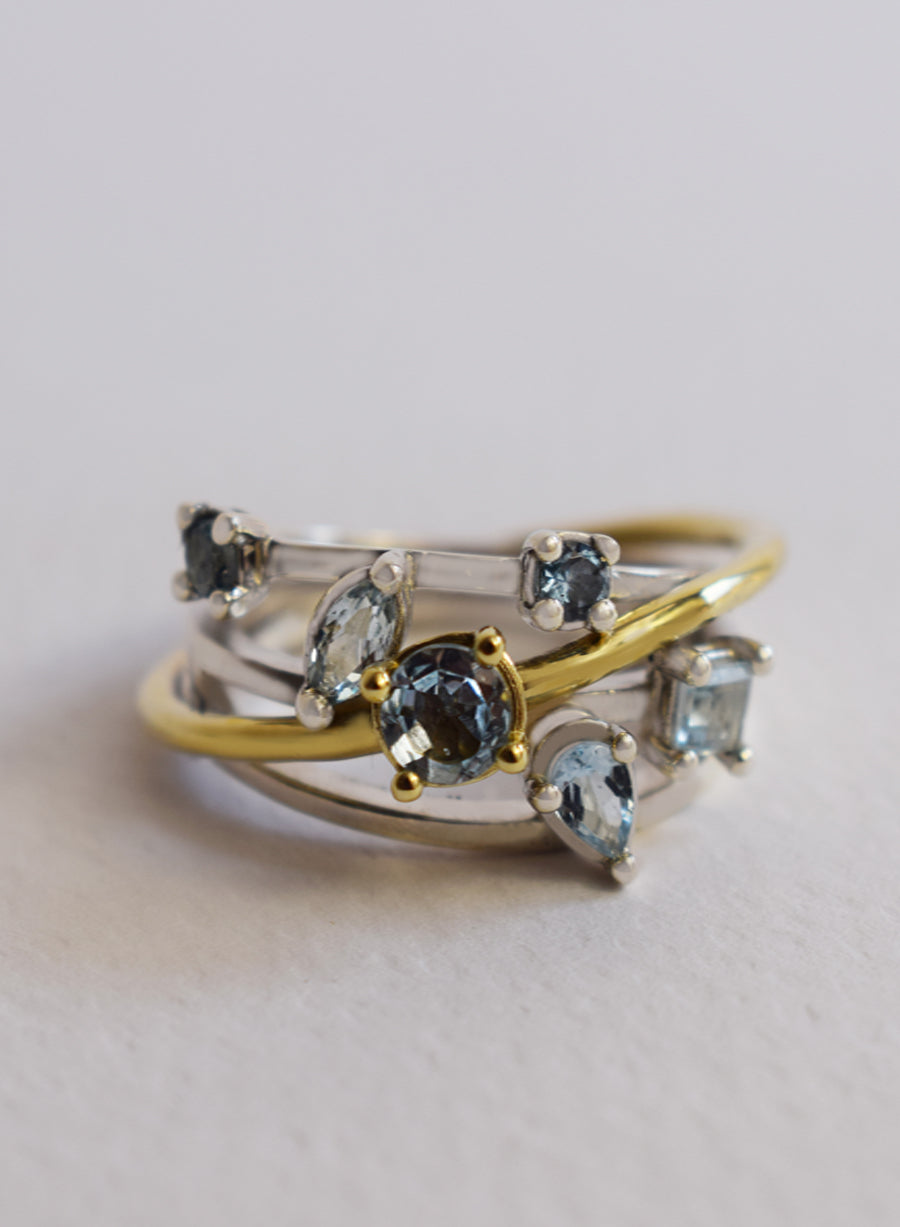 Anello Andromeda Acquamarina Tutto Argento