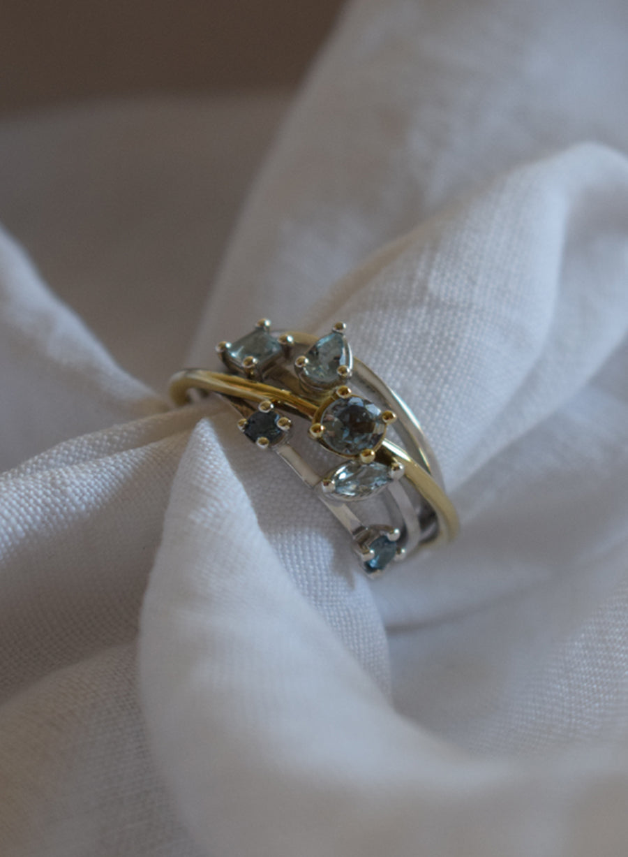 Anello Andromeda Acquamarina Tutto Argento
